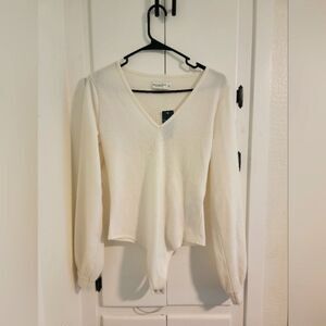 Abercrombie & Fitch Soft Cozy Long Sleeve Vneck Knit Bodysuit Medium